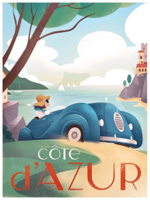 French Riviera Vintage Travel Poster