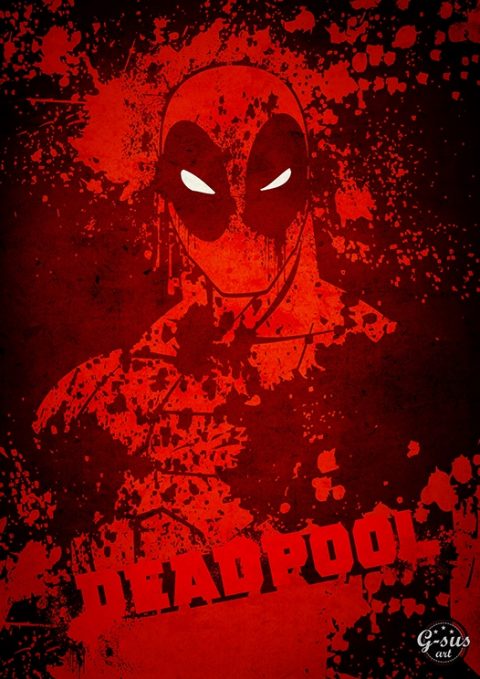 Deadpool blood splash Art Print