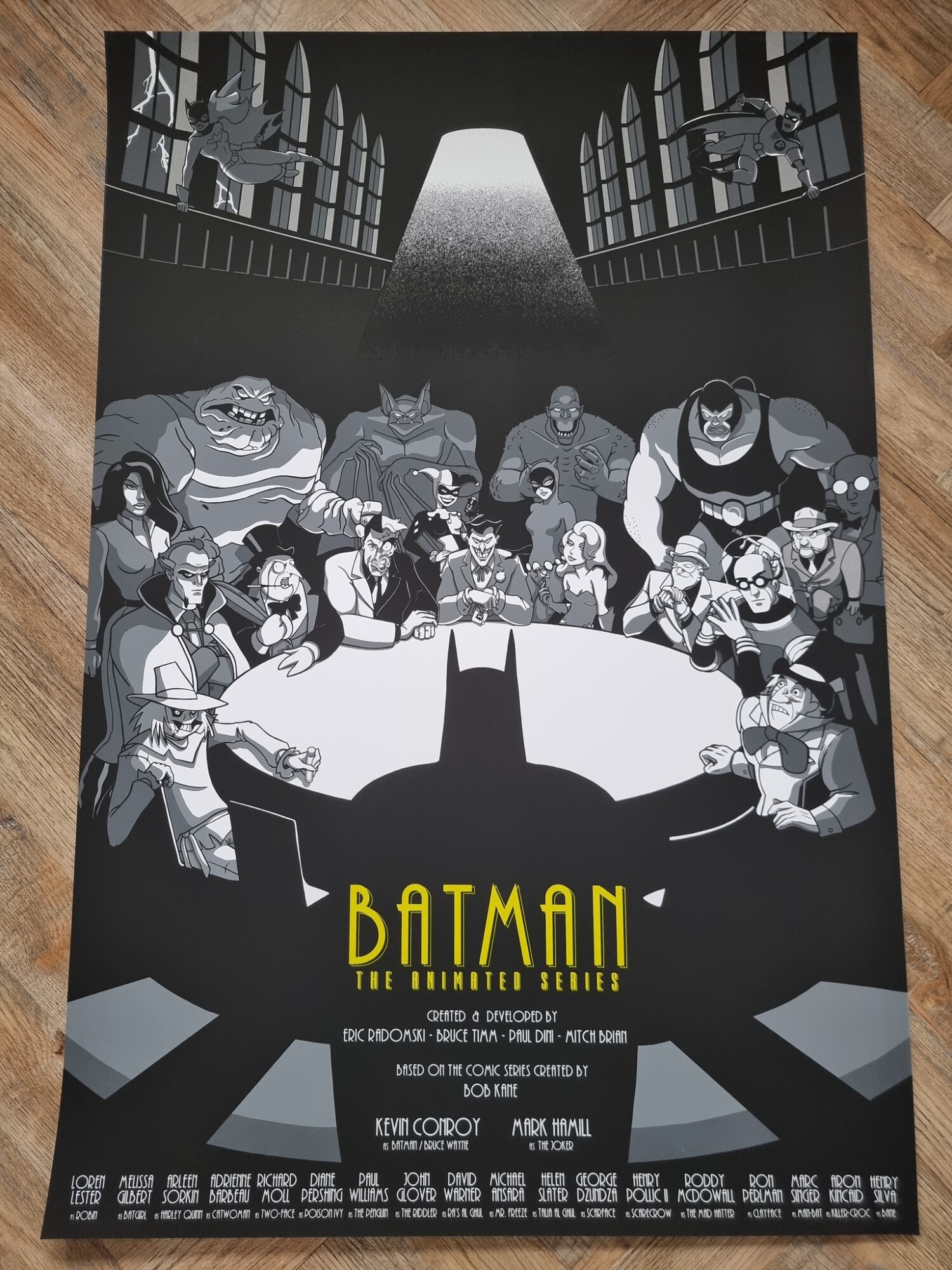 Batman: The Animated Series “The AA Meeting” 24×36 15 colour reg and 5 colour variant with GID and yellow gloas varnish screenprint