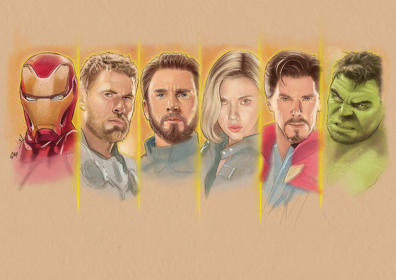 Buy Drawing of the Avengers Made in Pencil and Fine Point Felt Online in  India  Etsy