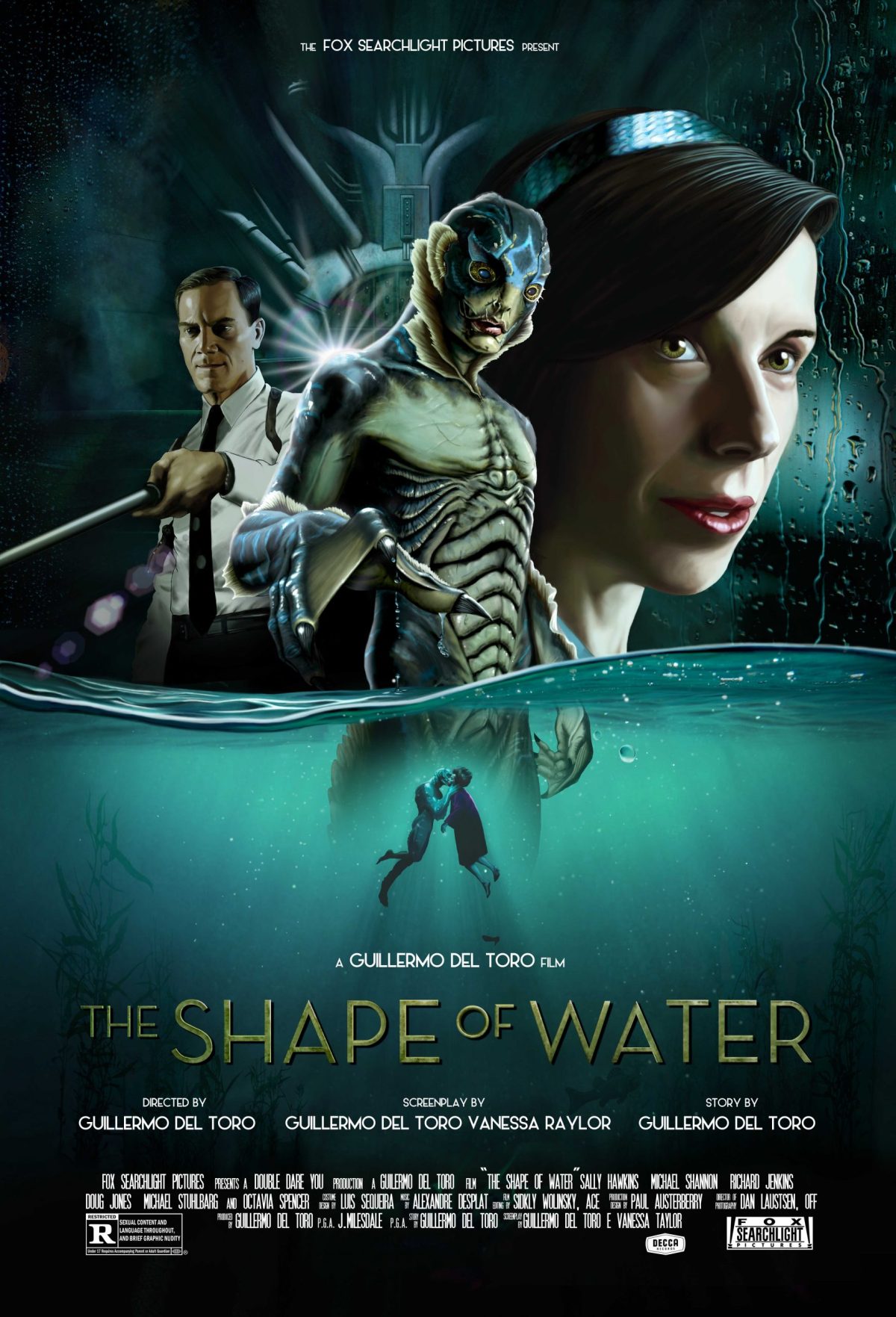 THE SHAPE top OF WATER SIGNED X'S 2 POSTER