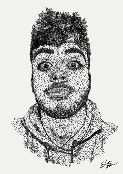 Portrait (Pointillism digital with letters)