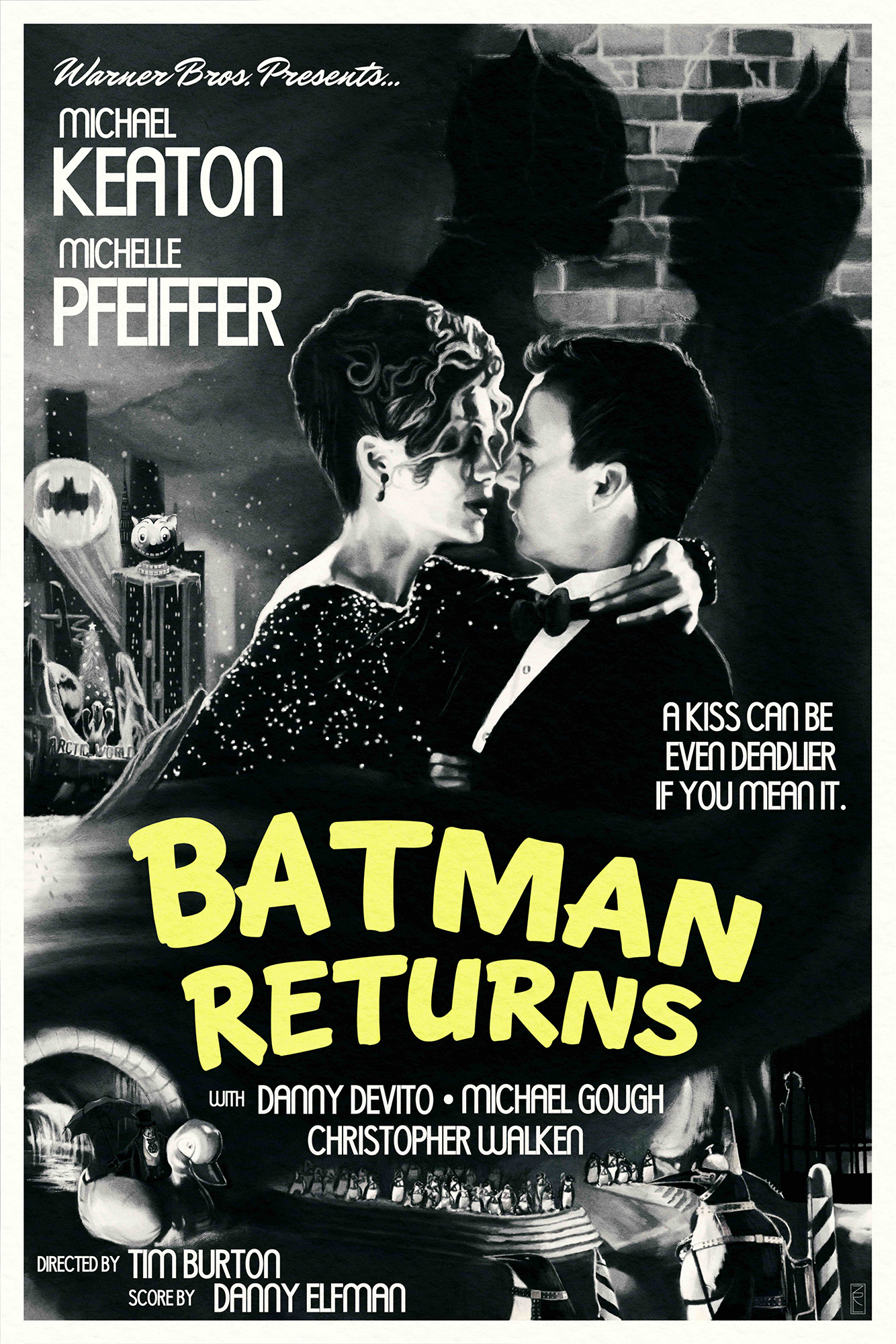 Batman Returns – “A Kiss Can Be Even Deadlier If You Mean It” Noir Variant