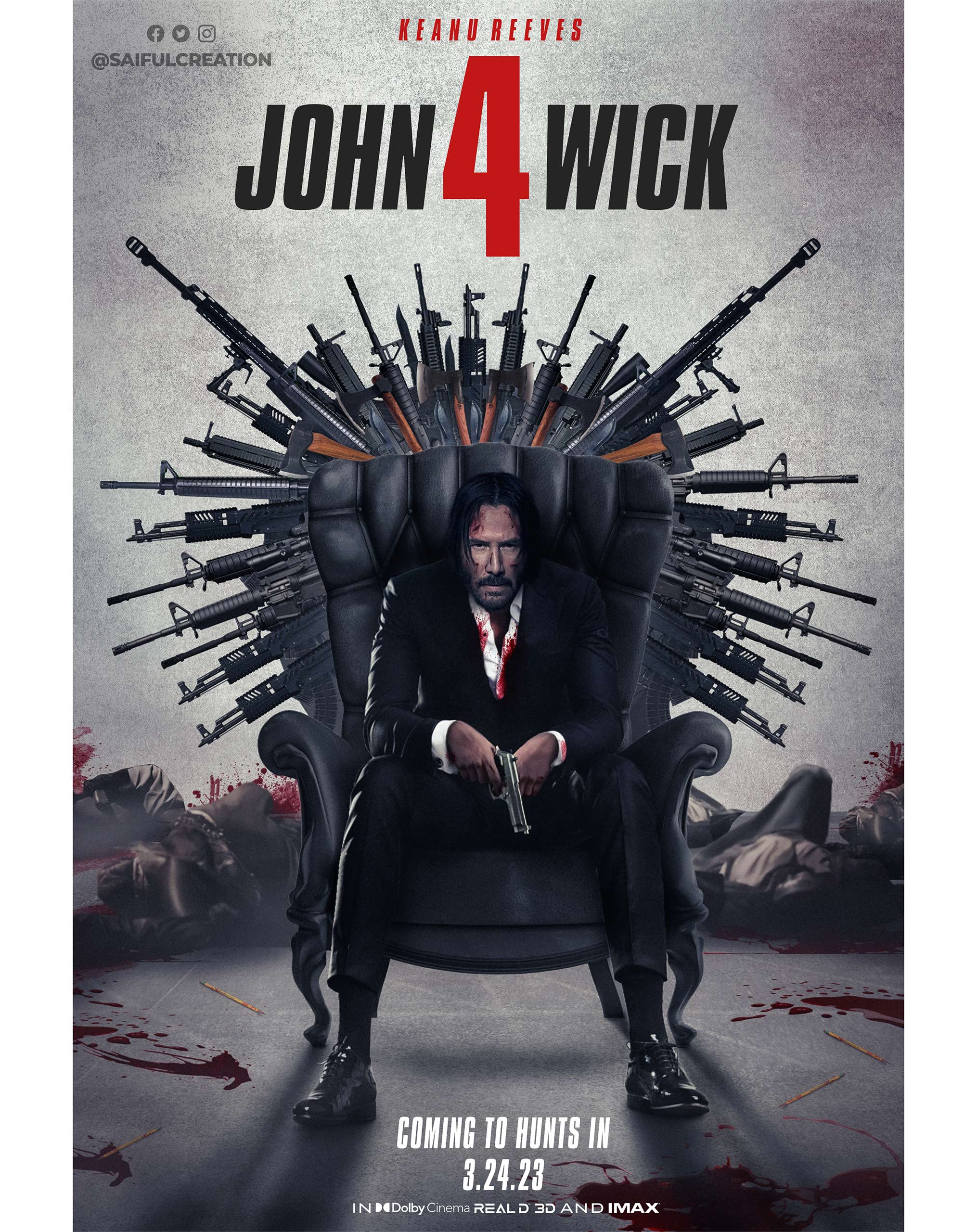 John Wick: Chapter 4 Poster  Poster By Saifulcreation