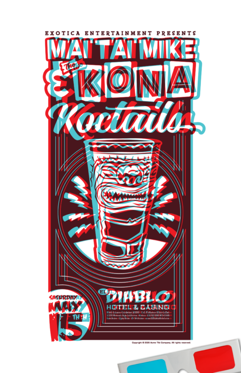 Mai Tai Mike and the Kona Kocktails 3D Gig Poster