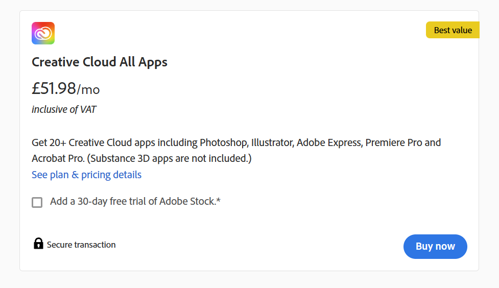 Adobe Creative Cloud Pricing

