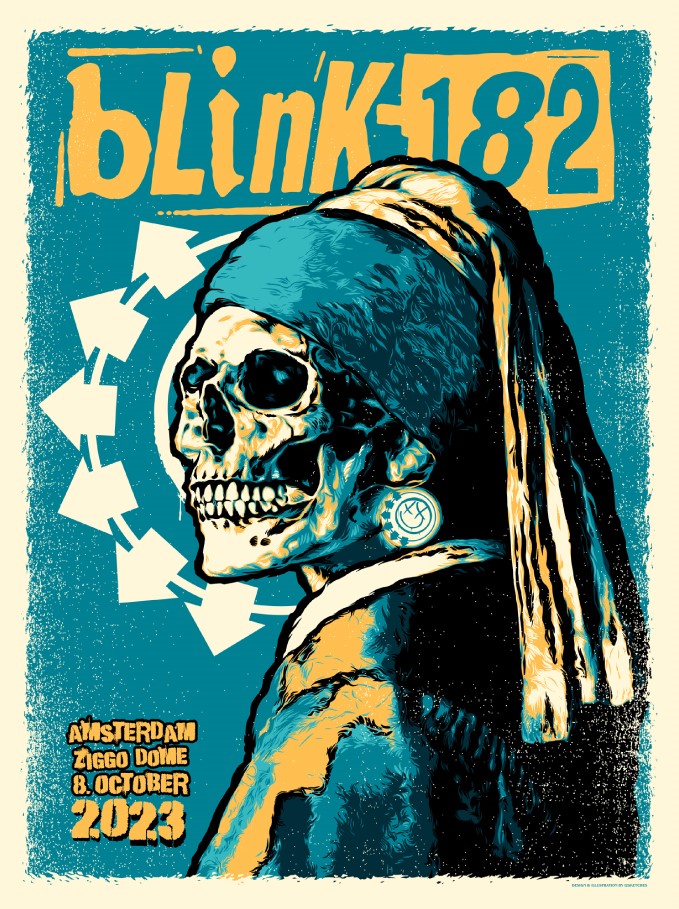 Blink-182 official gig poster – world tour 2023 – Amsterdam