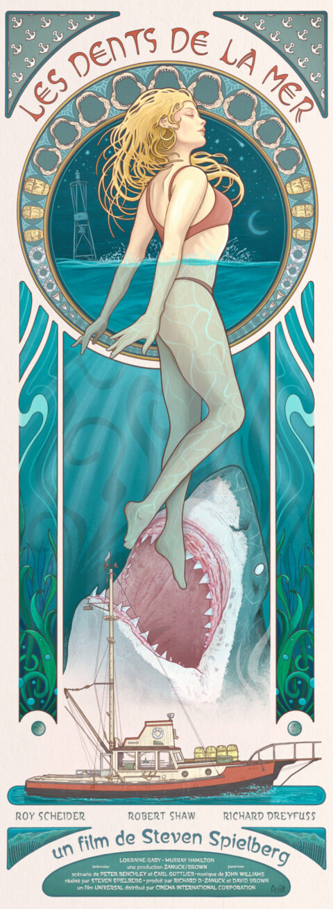 Jaws / Mucha inspired poster