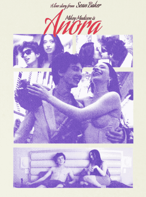 Anora (2024) Movie Poster,  Dir. Sean Baker. Starring Mikey Madison, Mark Eydelshteyn, Movie Art Poster