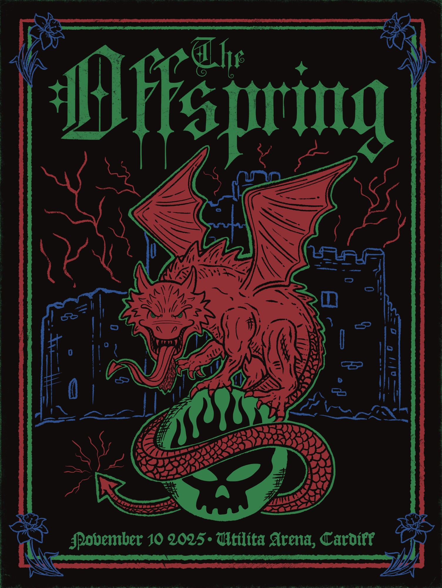 Official Offspring Gig Poster - Cardiff 2025 | Poster By